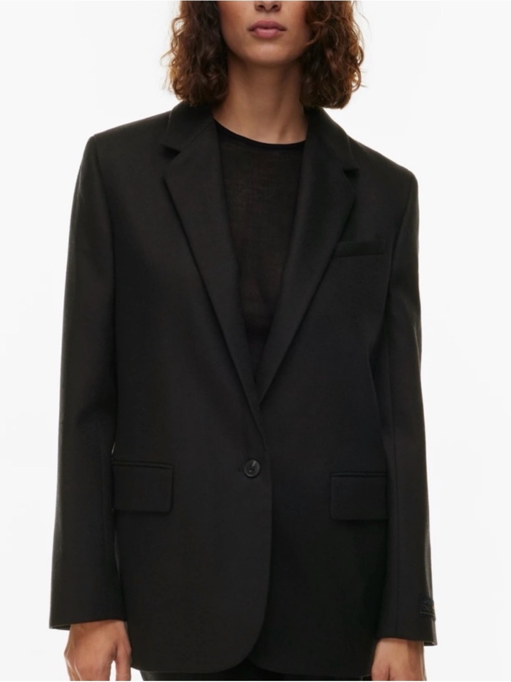 Babaton Black Single-Button Tailored Blazer